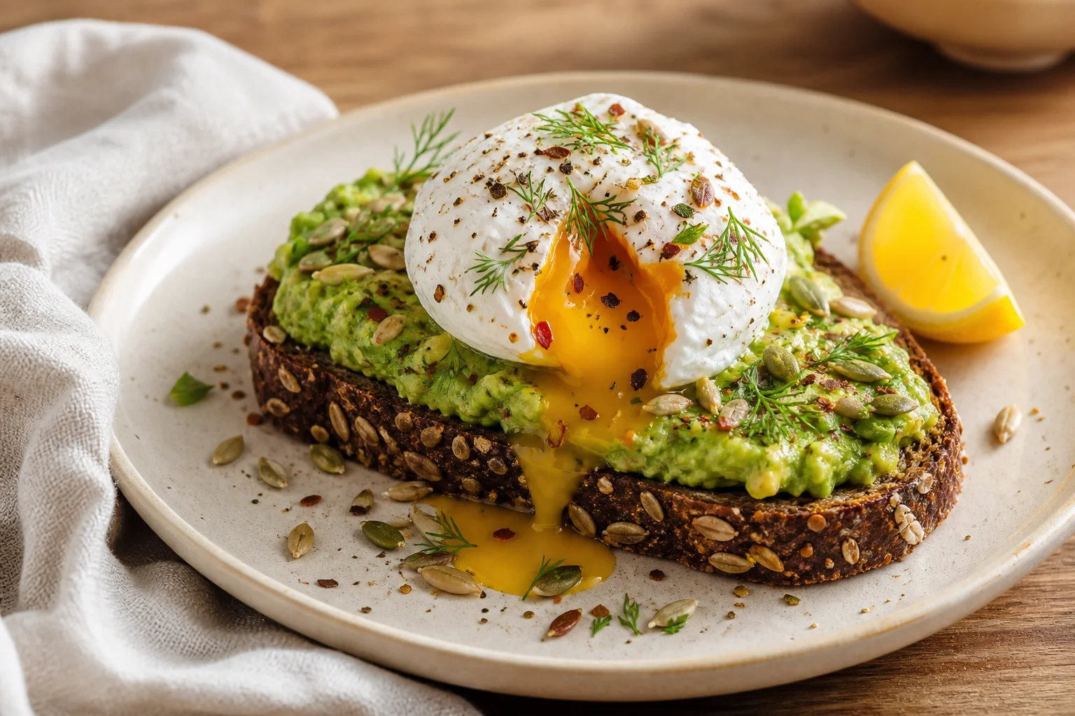 Toast cu avocado și ou poșat